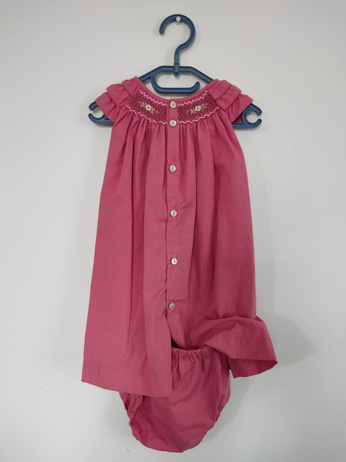 Robe smock rose avec sa petite culotte