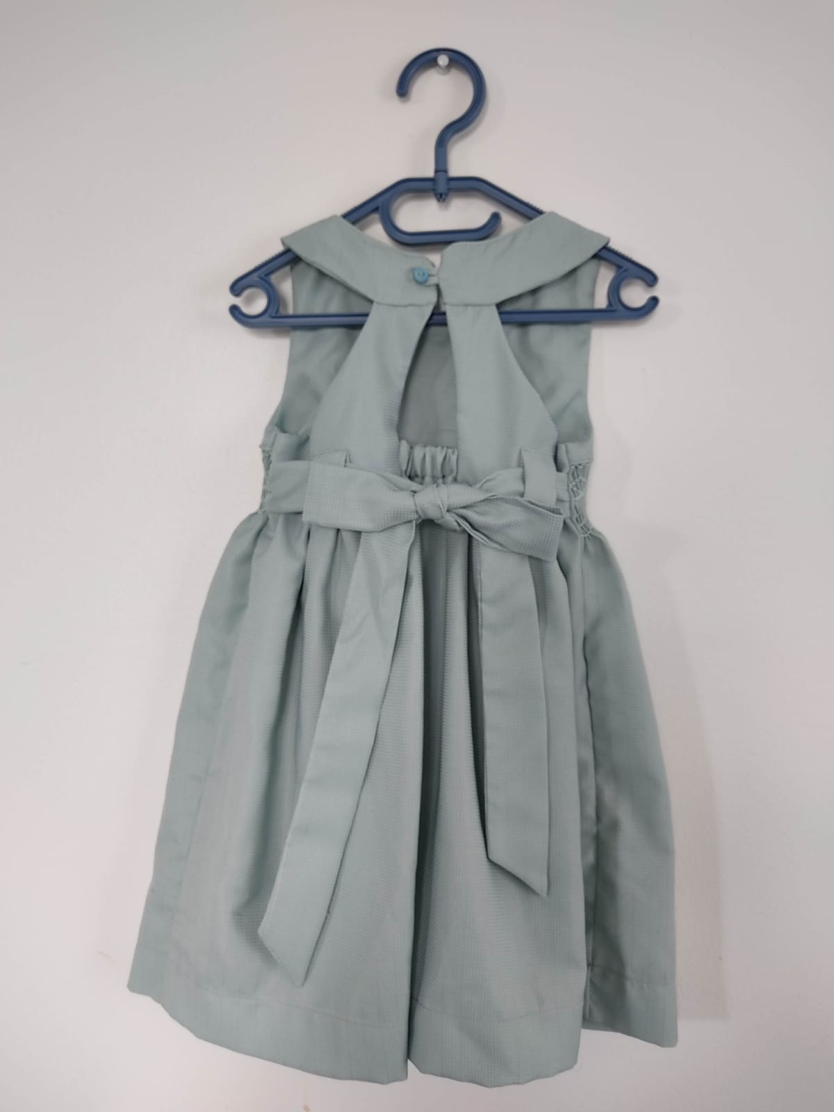 Robe smock bleu gris - dos ouvert