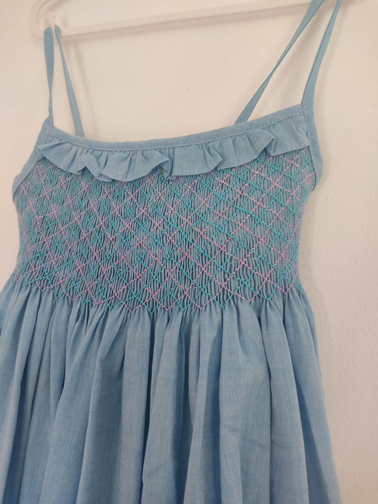 Robe à smock bleu ciel