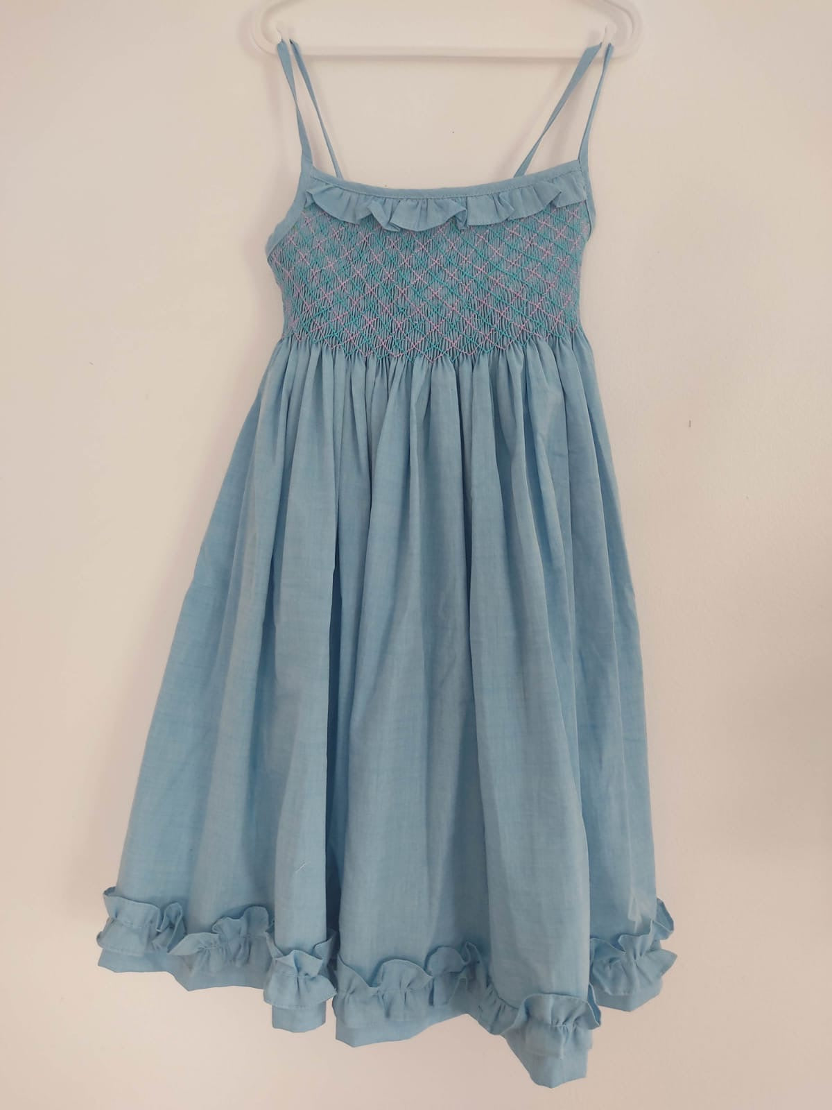 Robe à smock bleu ciel