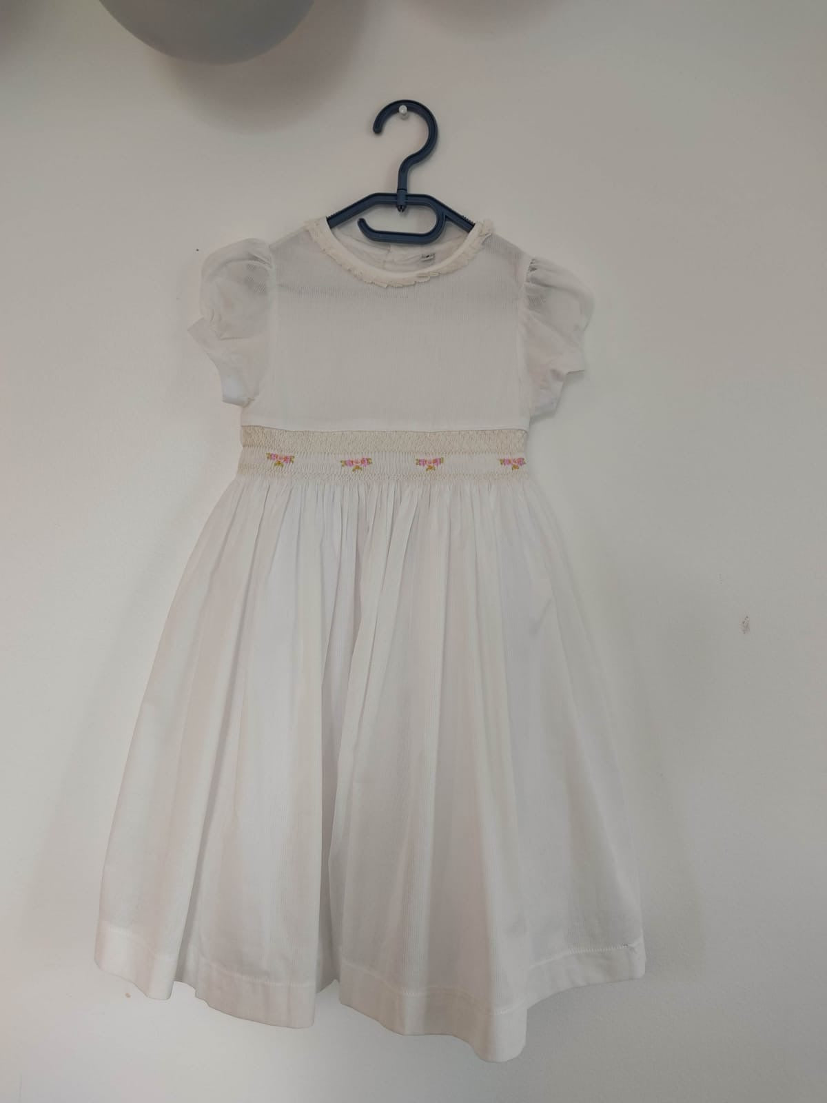 Robe smock blanc motifs fleurs