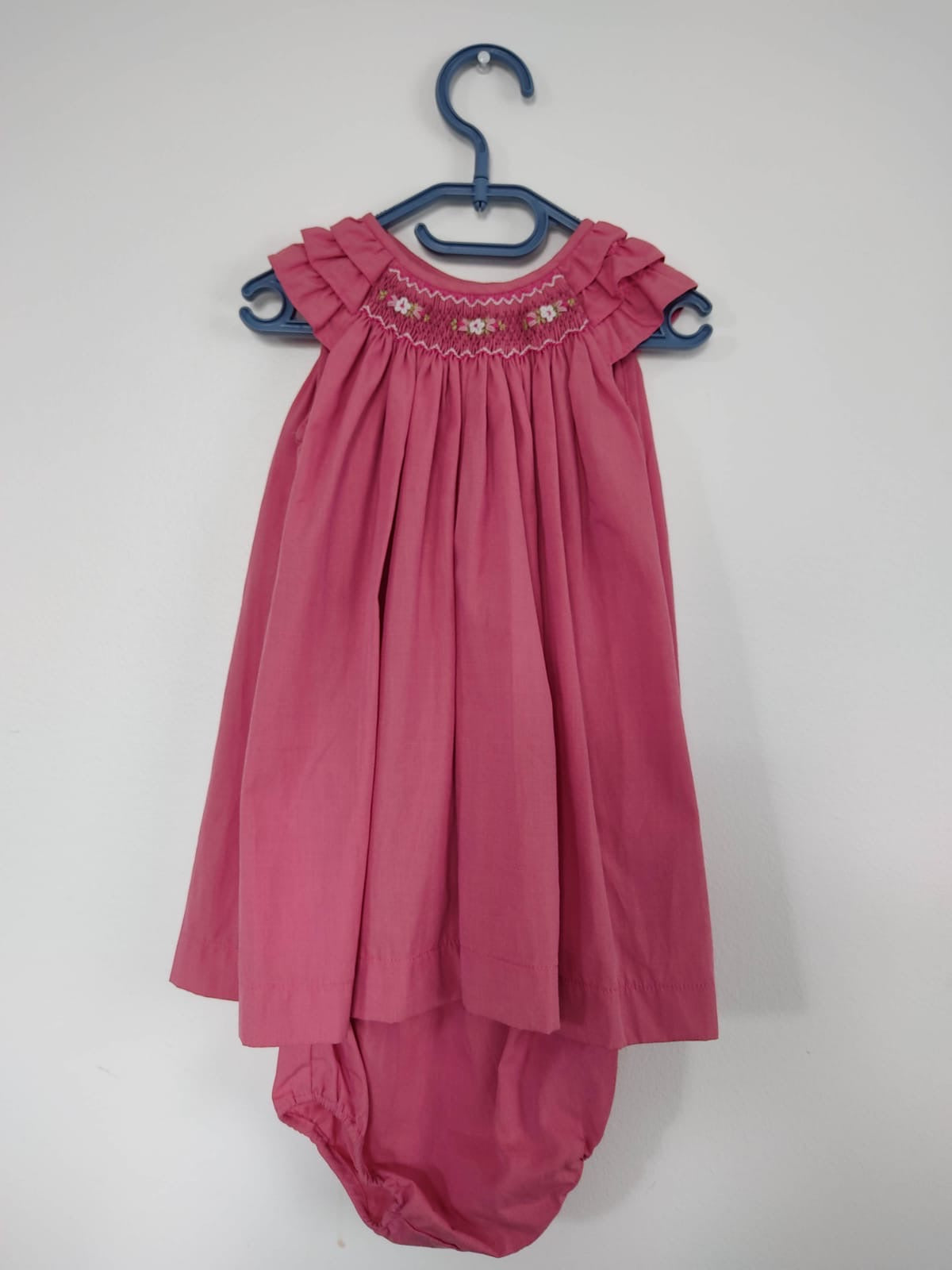 Robe smock rose avec sa petite culotte