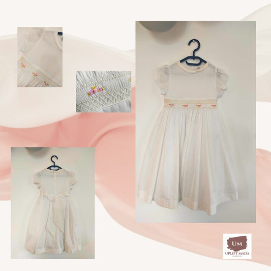 Robe smock blanc motifs fleurs