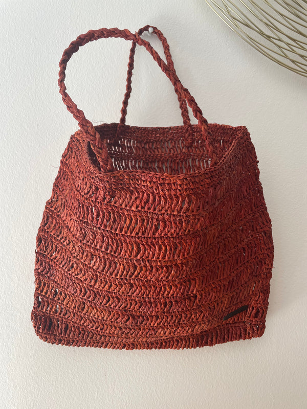 Sac en raphia crocheté - Rouille