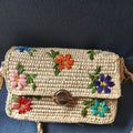 Sac bandoulière en raphia brodé - modèle A