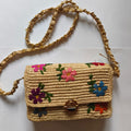 Sac bandoulière en raphia brodé - modèle C