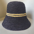 Chapeau Noir en Raphia – Bande Beige
