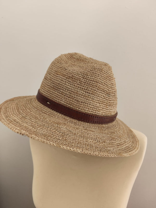 Chapeau en Raphia et Cuir de Zébu - modèle B