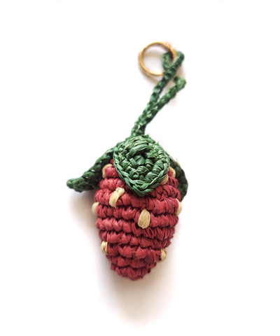 Bijou de sac en raphia naturel - Porte-clés artisanal | Modèle L