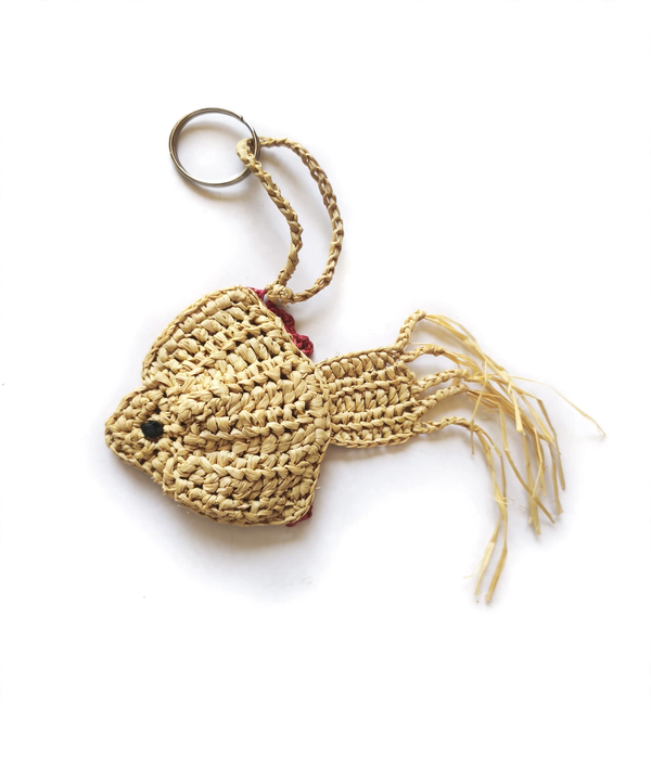 Bijoux de sac en raphia naturel - Porte-clés artisanal | Modèle H