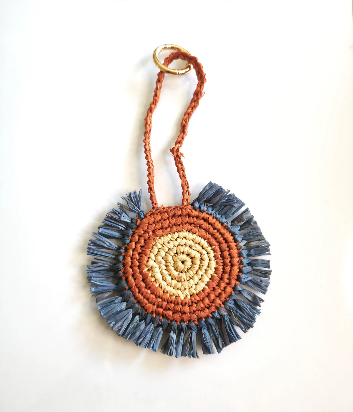 Bijou de sac en raphia naturel - Porte-clés artisanal | Modèle C