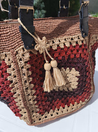 Sac Patchwork – Raphia & Cuir de Zébu