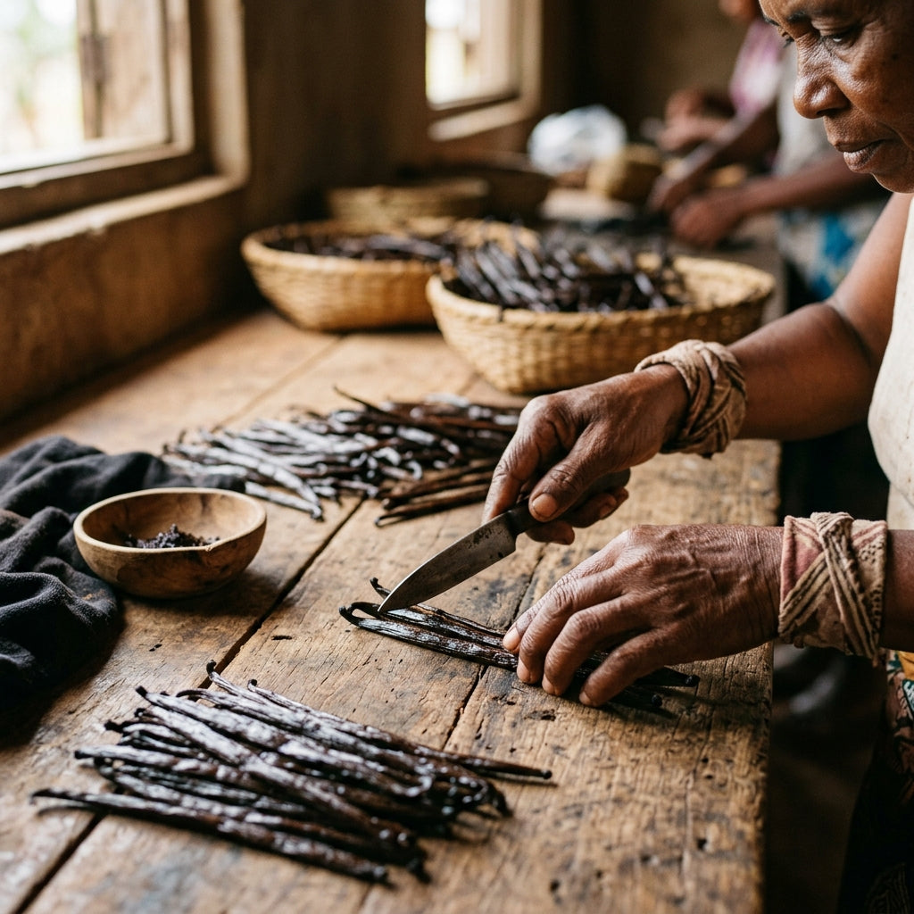 Artisan travaillant la vanille